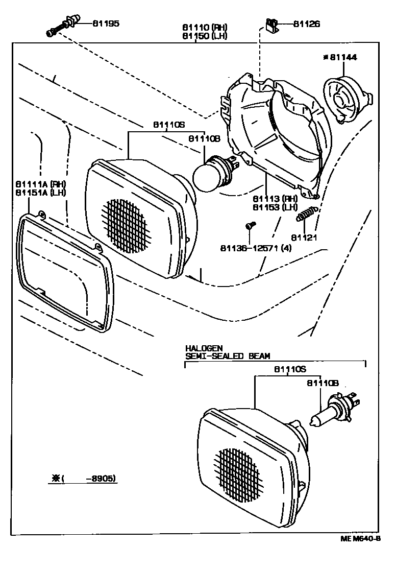 Toyota HILUX Headlamp EPC diagram — MEM640B