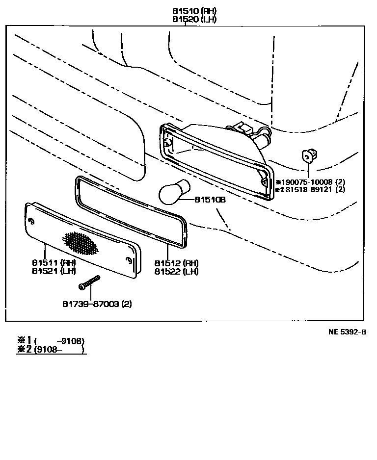 Toyota HILUX 前转向灯 EPC diagram — NE5392B