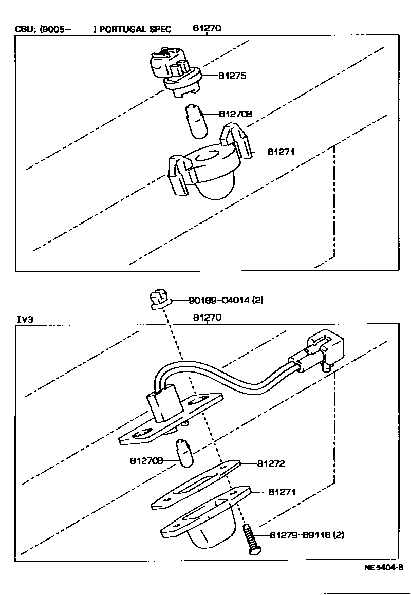 Toyota HILUX 后牌照灯 EPC diagram — NE5404B