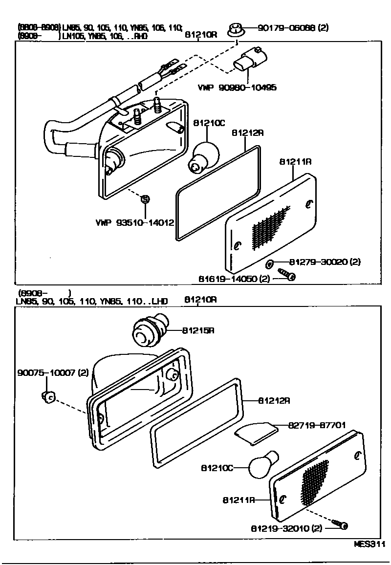 Toyota HILUX 后雾灯 EPC diagram — MES311