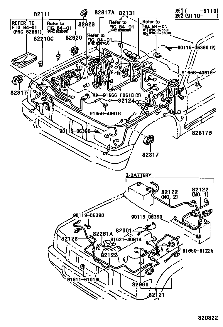 Toyota HILUX 线束和卡夹 EPC diagram — 820822