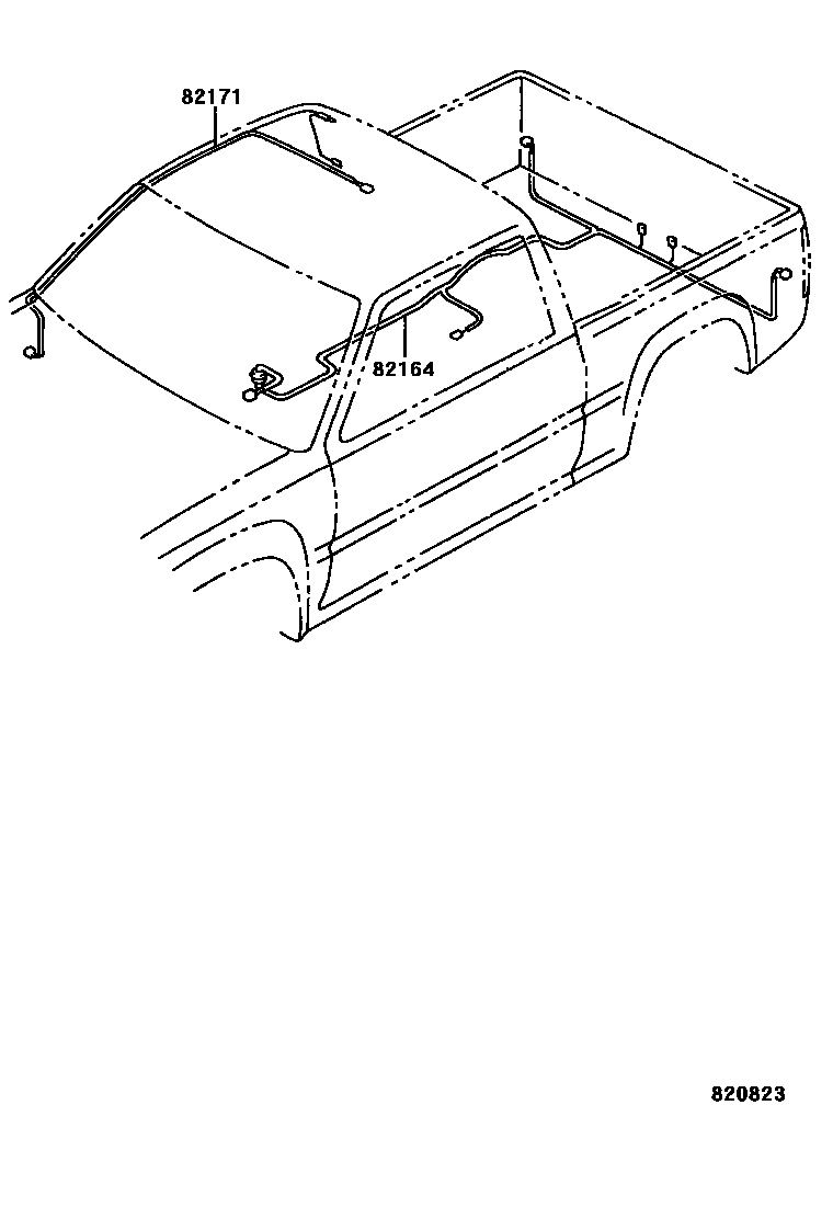 Toyota HILUX 线束和卡夹 EPC diagram — 820823