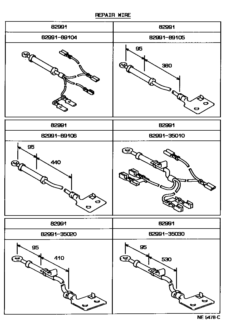 Toyota HILUX 线束和卡夹 EPC diagram — NE5478C