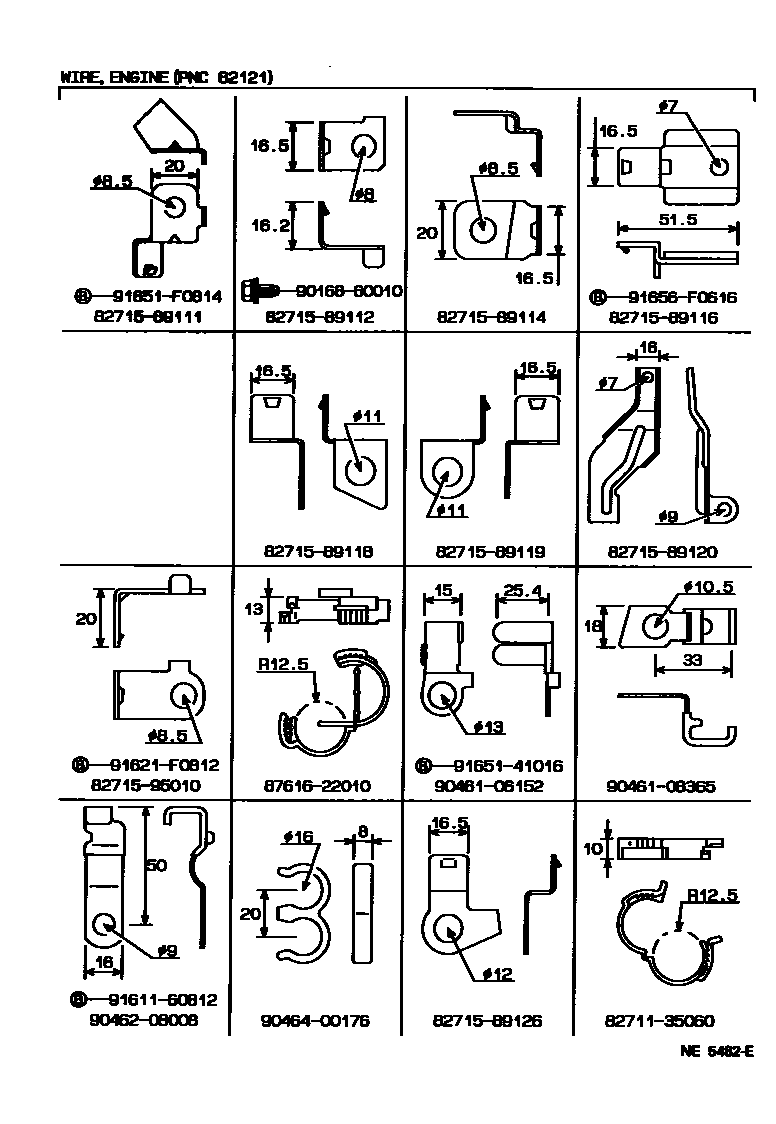 Toyota HILUX 线束和卡夹 EPC diagram — NE5482E