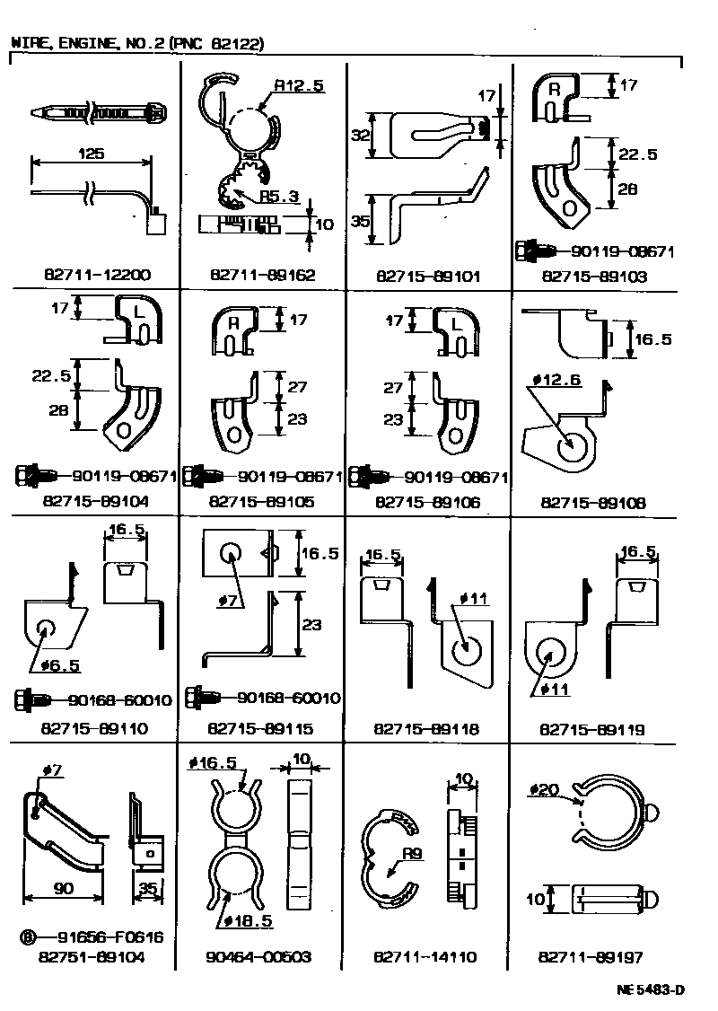 Toyota HILUX 线束和卡夹 EPC diagram — NE5483D