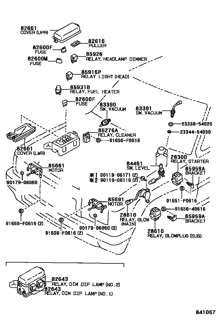 Toyota HILUX 开关和继电器和ECU EPC diagram — 841067
