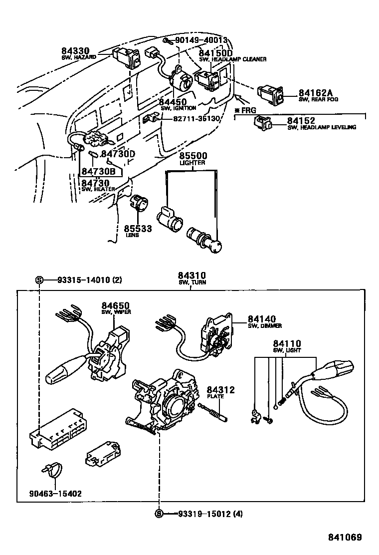 Toyota HILUX 开关和继电器和ECU EPC diagram — 841069