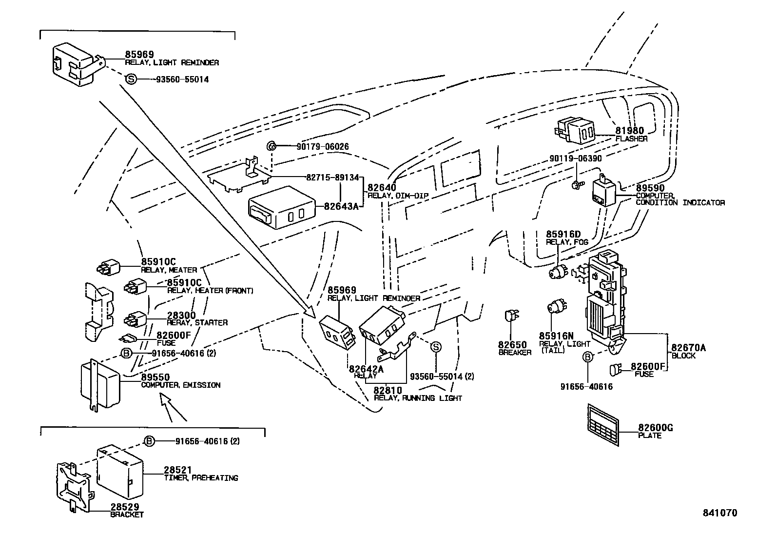 Toyota HILUX 开关和继电器和ECU EPC diagram — 841070