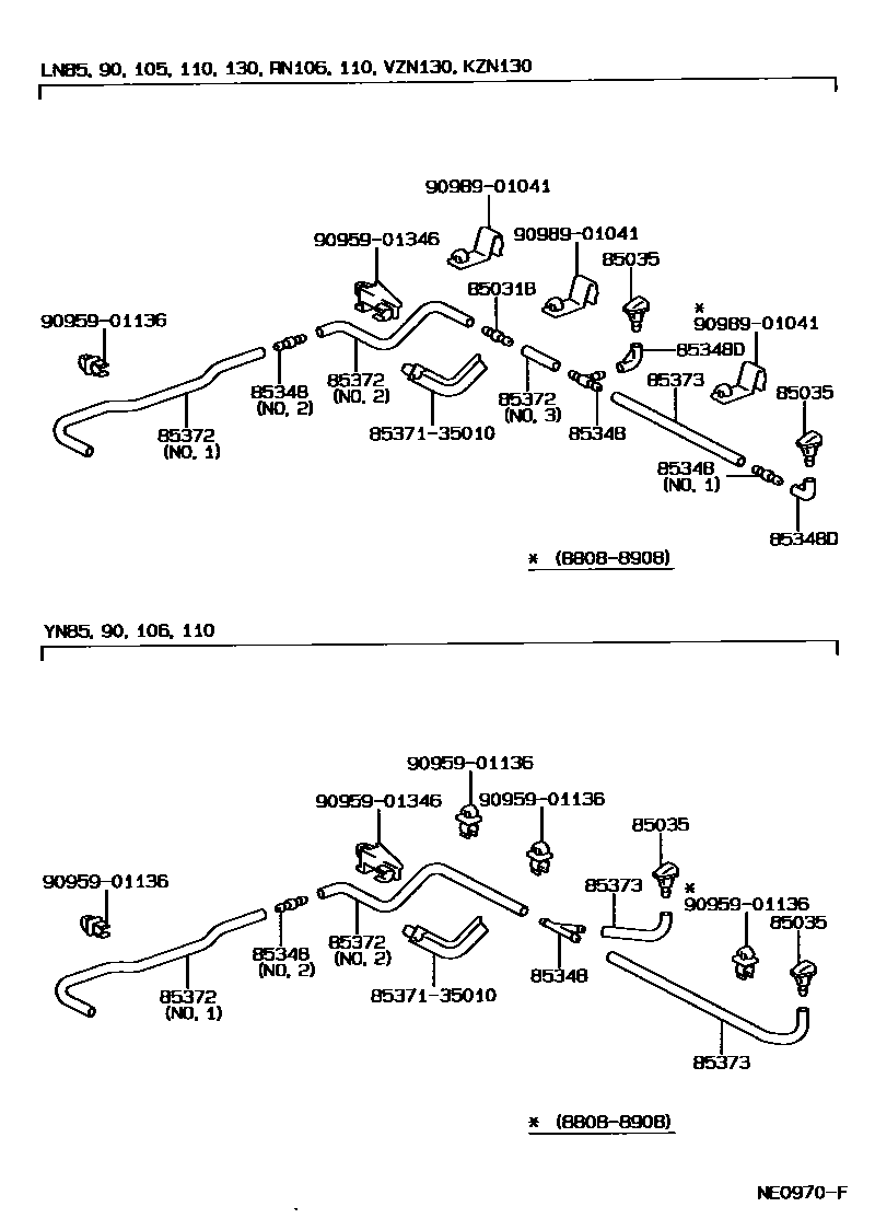 Toyota HILUX 挡风玻璃清洗器 EPC diagram — NE0970F