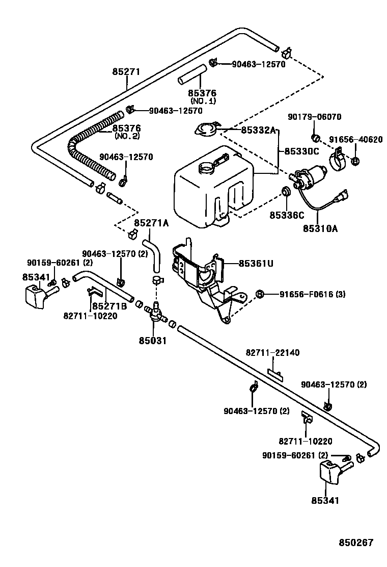 Toyota HILUX 前大灯清洗器 EPC diagram — 850267