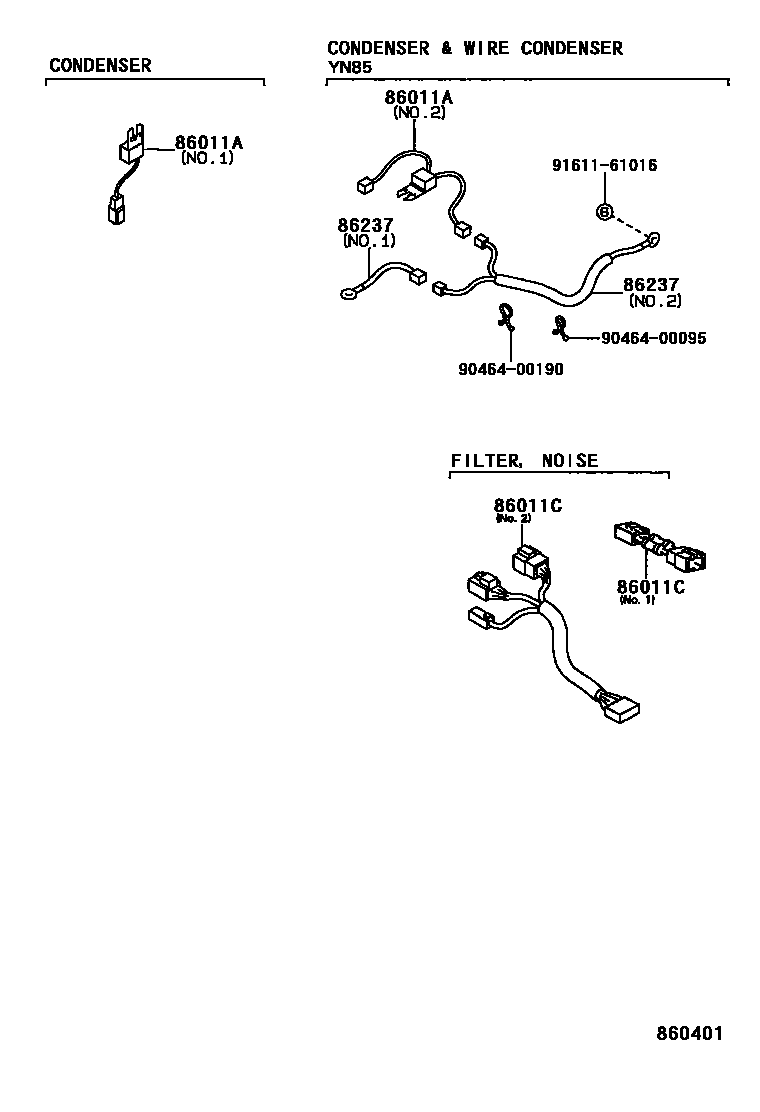 Toyota HILUX 收音机、放大器和冷凝器 EPC diagram — 860401