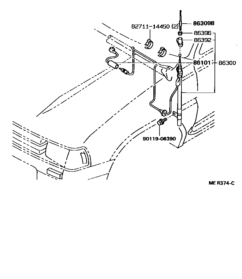 Toyota HILUX antenna EPC diagram — MER374C