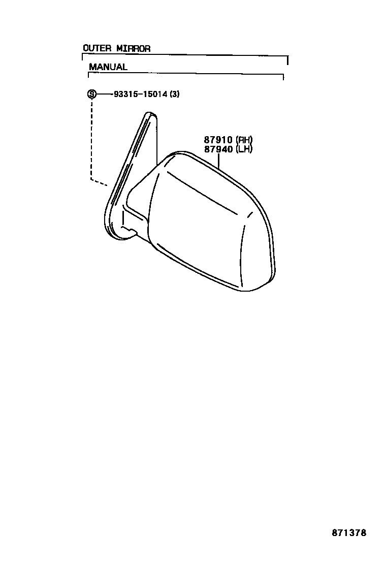 Toyota HILUX 后视镜 EPC diagram — 871378