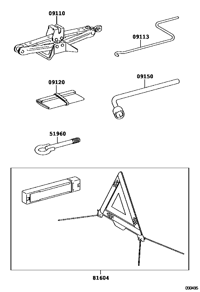 Toyota YARIS Standard Tools EPC diagram — 090495