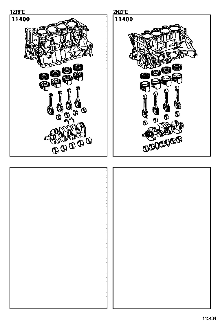 Toyota YARIS Short Block Assembly EPC diagram — 115434