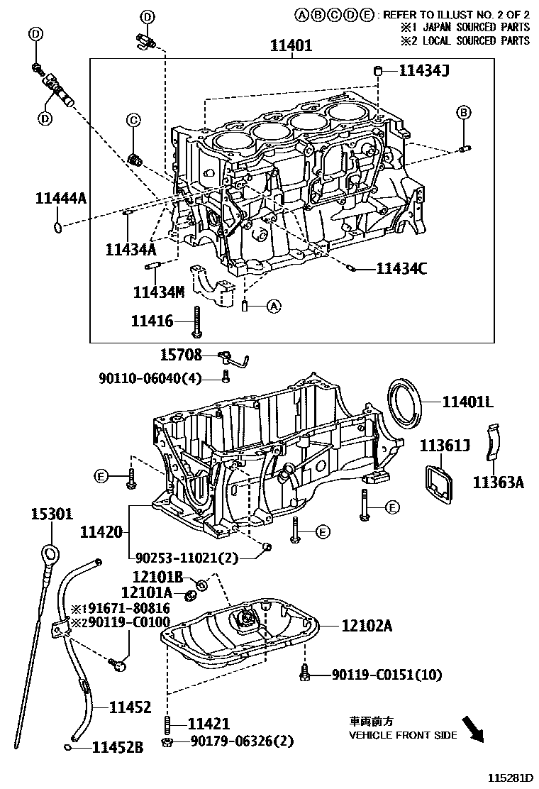 Toyota YARIS Cylinder Block EPC diagram — 115281D