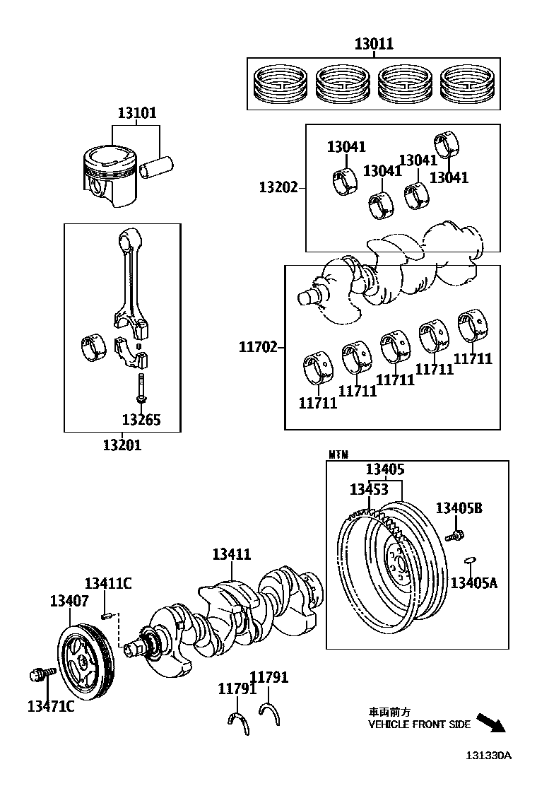 Toyota YARIS Crankshaft & Piston EPC diagram — 131330A