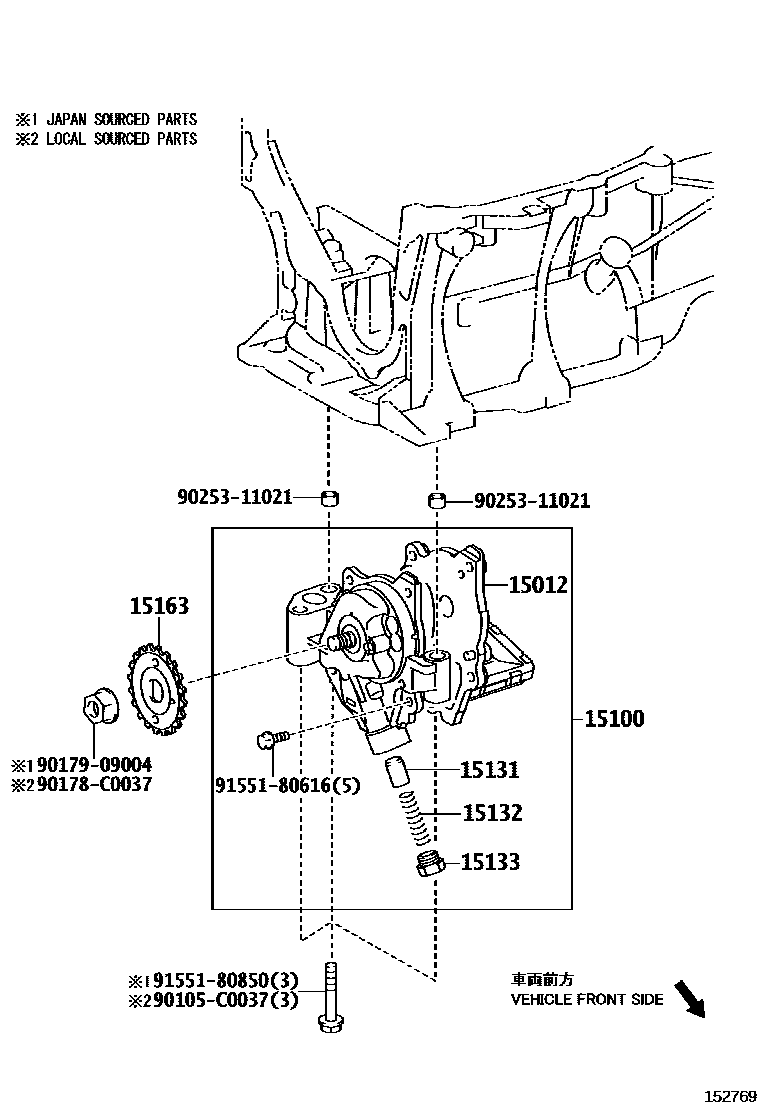 Toyota YARIS Engine Oil Pump EPC diagram — 152769