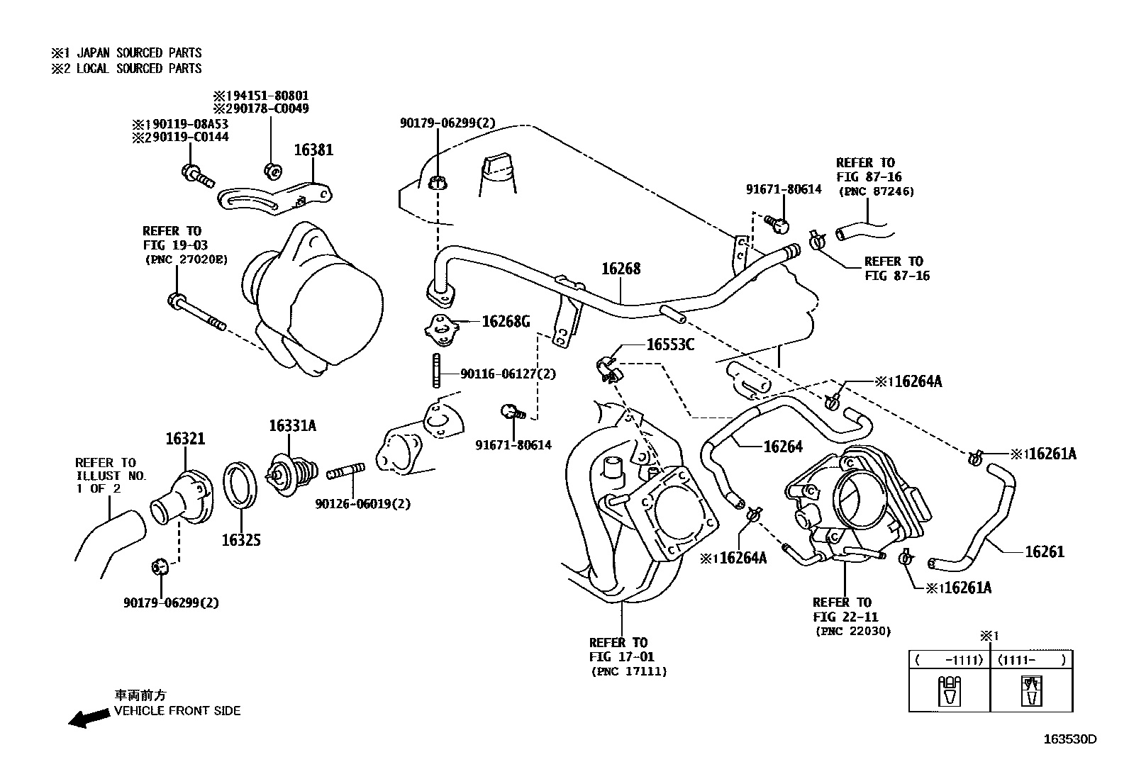 Toyota YARIS RADIATOR & WATER OUTLET EPC diagram — 163530D