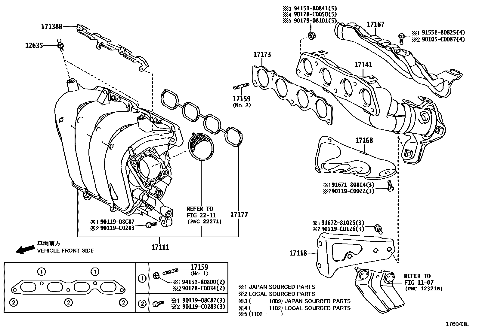 Toyota YARIS Manifold EPC diagram — 176043E