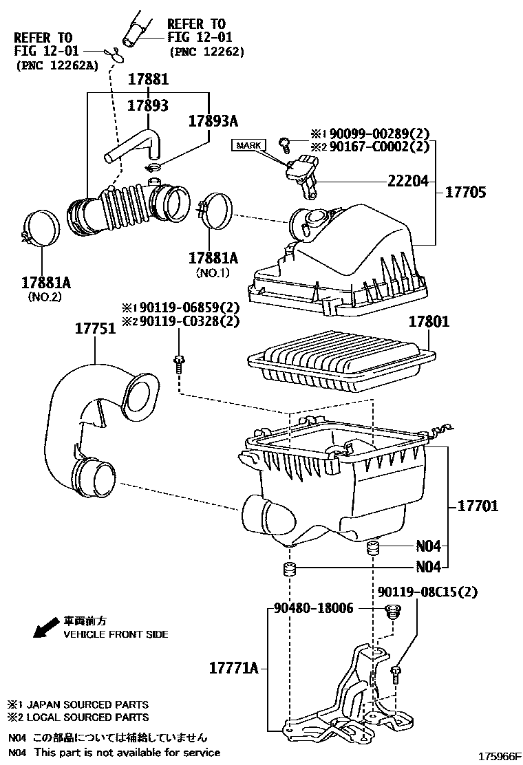 Toyota YARIS Air Cleaner EPC diagram — 175966F
