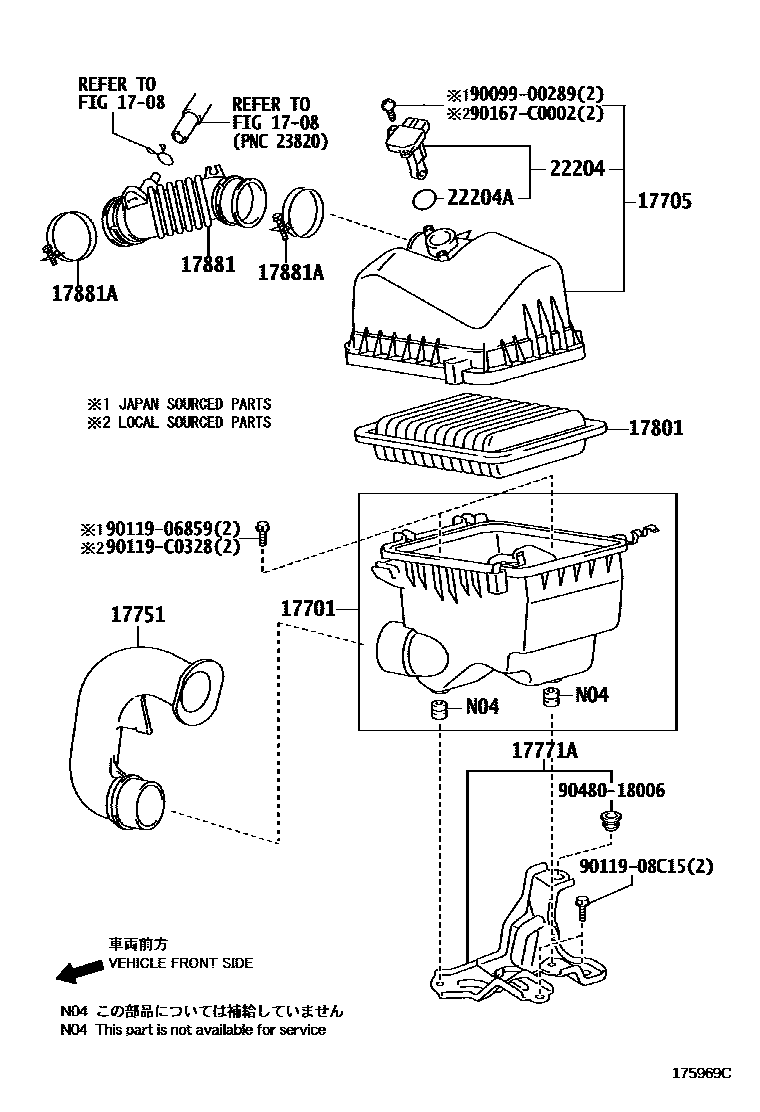 Toyota YARIS Air Cleaner EPC diagram — 175969C