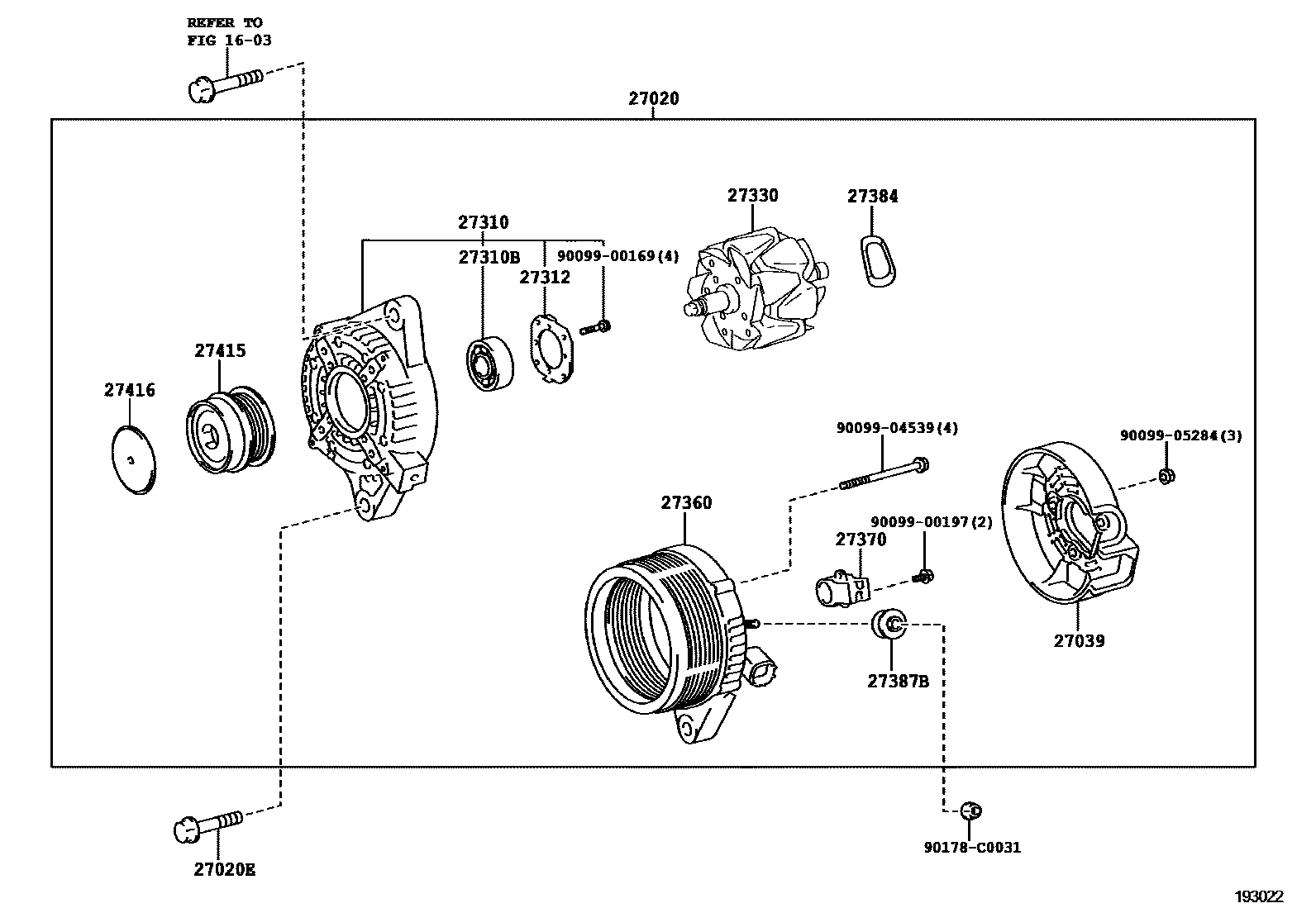 Toyota YARIS Alternator EPC diagram — 193022