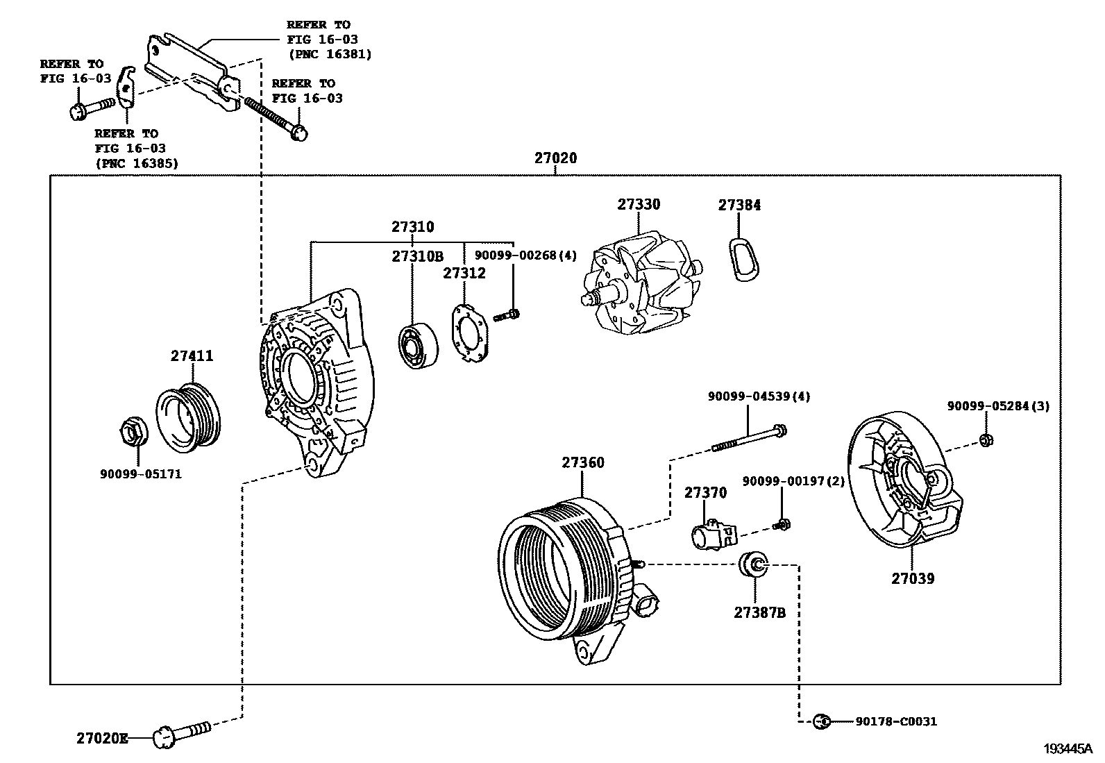 Toyota YARIS Alternator EPC diagram — 193445A