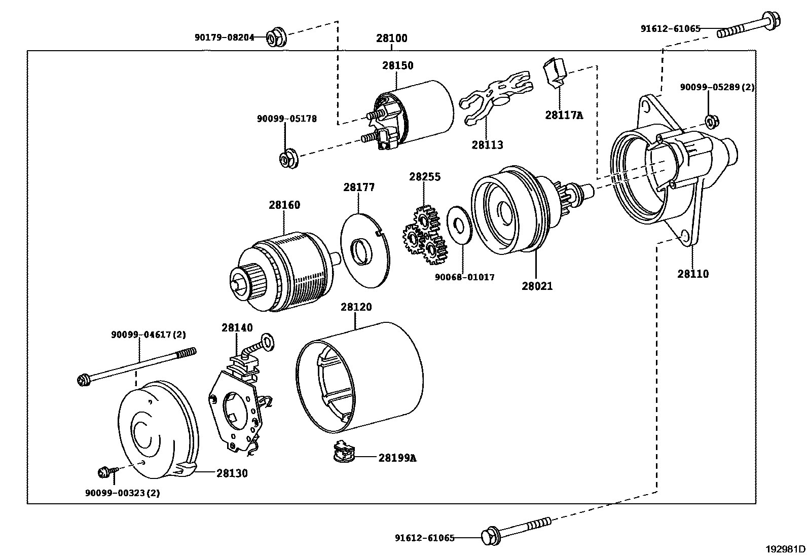 Toyota YARIS 起动机 EPC diagram — 192981D