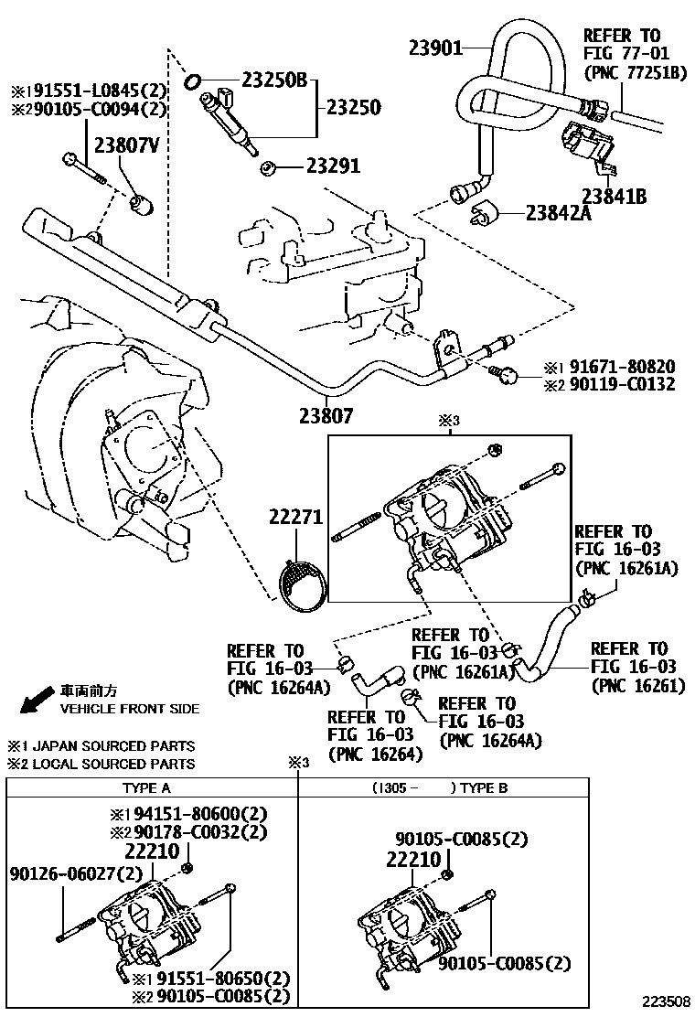 Toyota YARIS 燃油喷射系统 EPC diagram — 223508