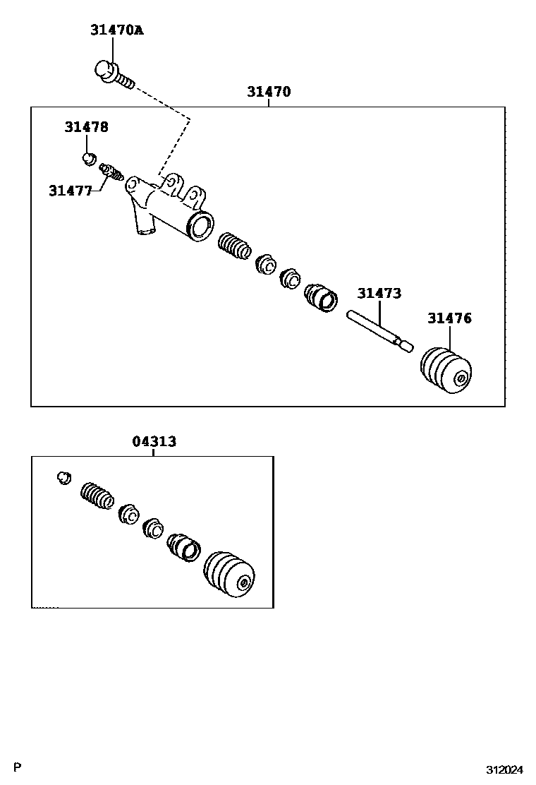 Toyota YARIS 离合器分离缸 EPC diagram — 312024