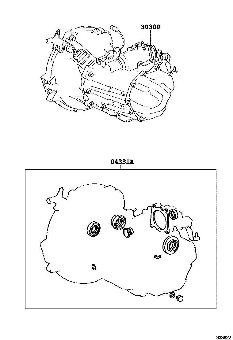 Toyota YARIS 传动桥或变速器总成和衬垫组件(MTM) EPC diagram — 333622