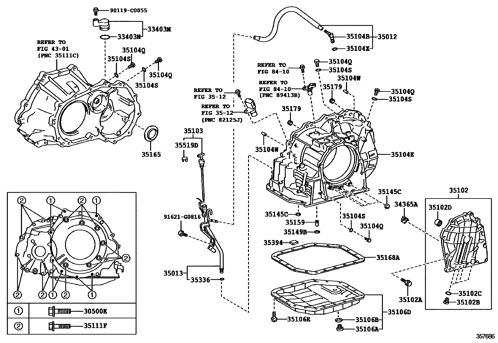 Toyota YARIS 变速器壳和油底壳(ATM) EPC diagram — 357686