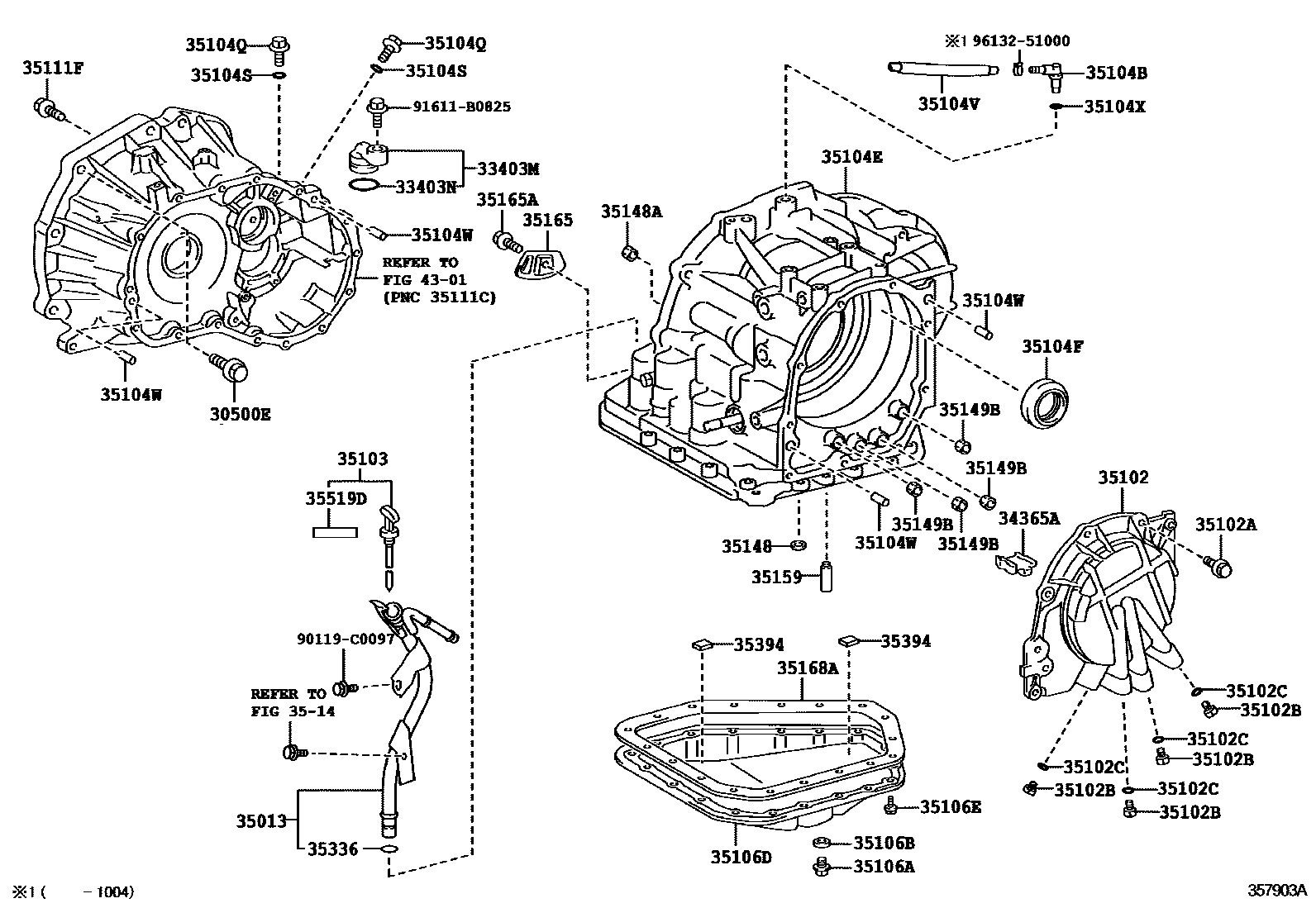 Toyota YARIS 变速器壳和油底壳(ATM) EPC diagram — 357903A