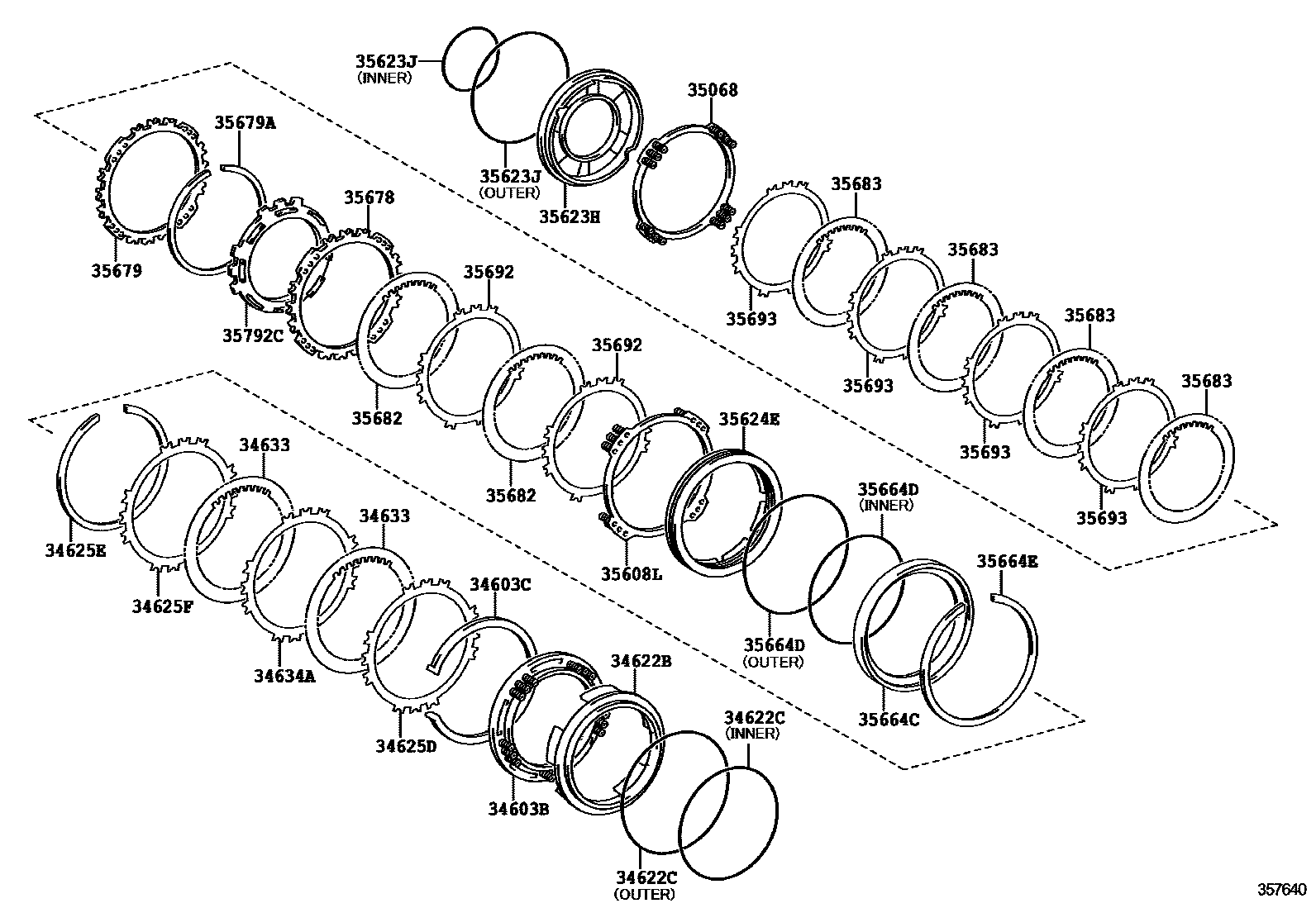 Toyota YARIS 3号制动器、一档和倒档制动器(ATM) EPC diagram — 357640