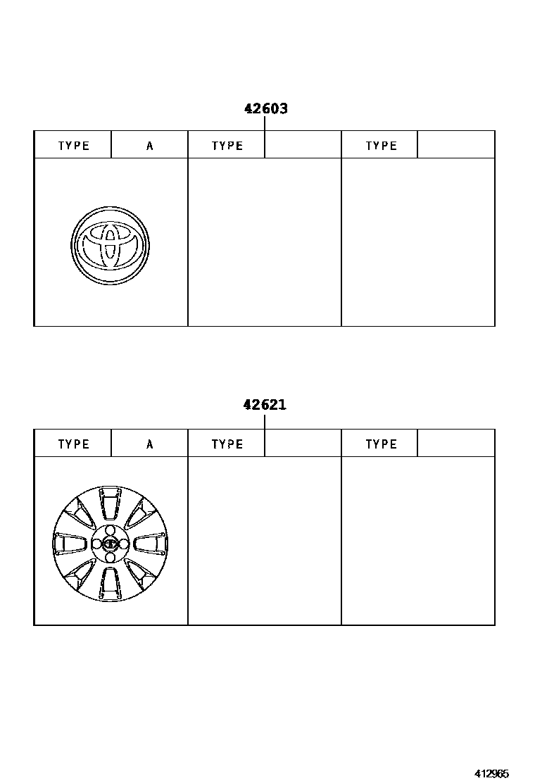Toyota YARIS 车轮和车轮盖 EPC diagram — 412965