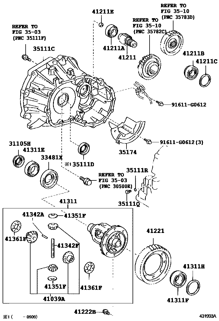 Toyota YARIS 前桥壳和差速器 EPC diagram — 431993A