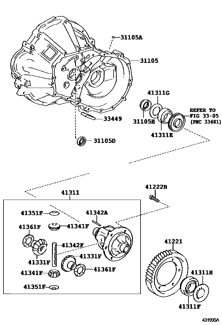 Toyota YARIS 前桥壳和差速器 EPC diagram — 431995A