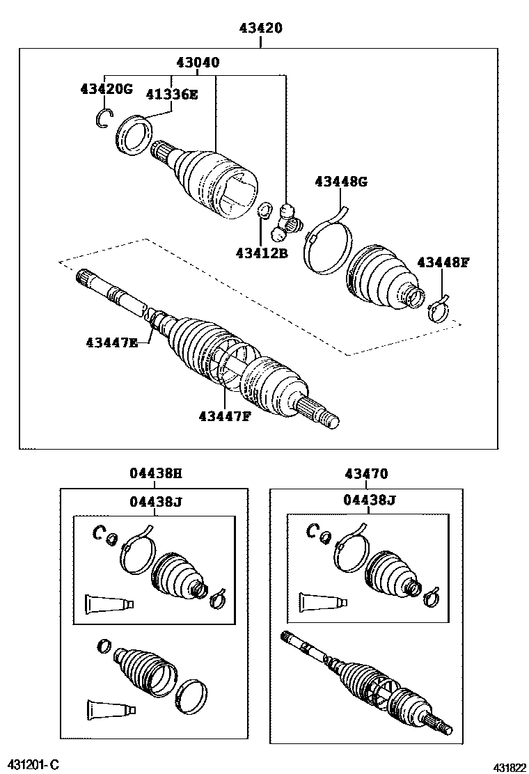Toyota YARIS Front Drive Shaft EPC diagram — 431822