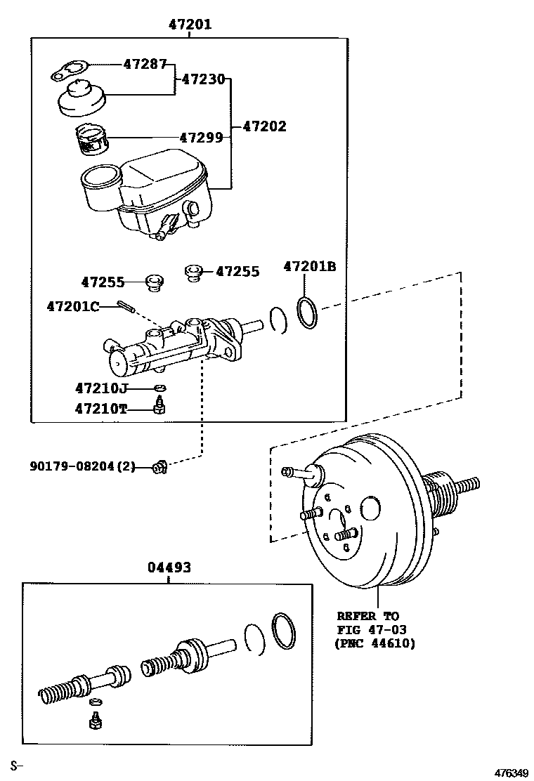 Toyota YARIS 制动总泵 EPC diagram — 476349