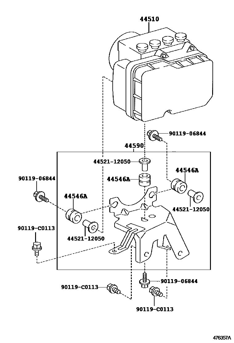 Toyota YARIS 制动配管和卡箍 EPC diagram — 476357A