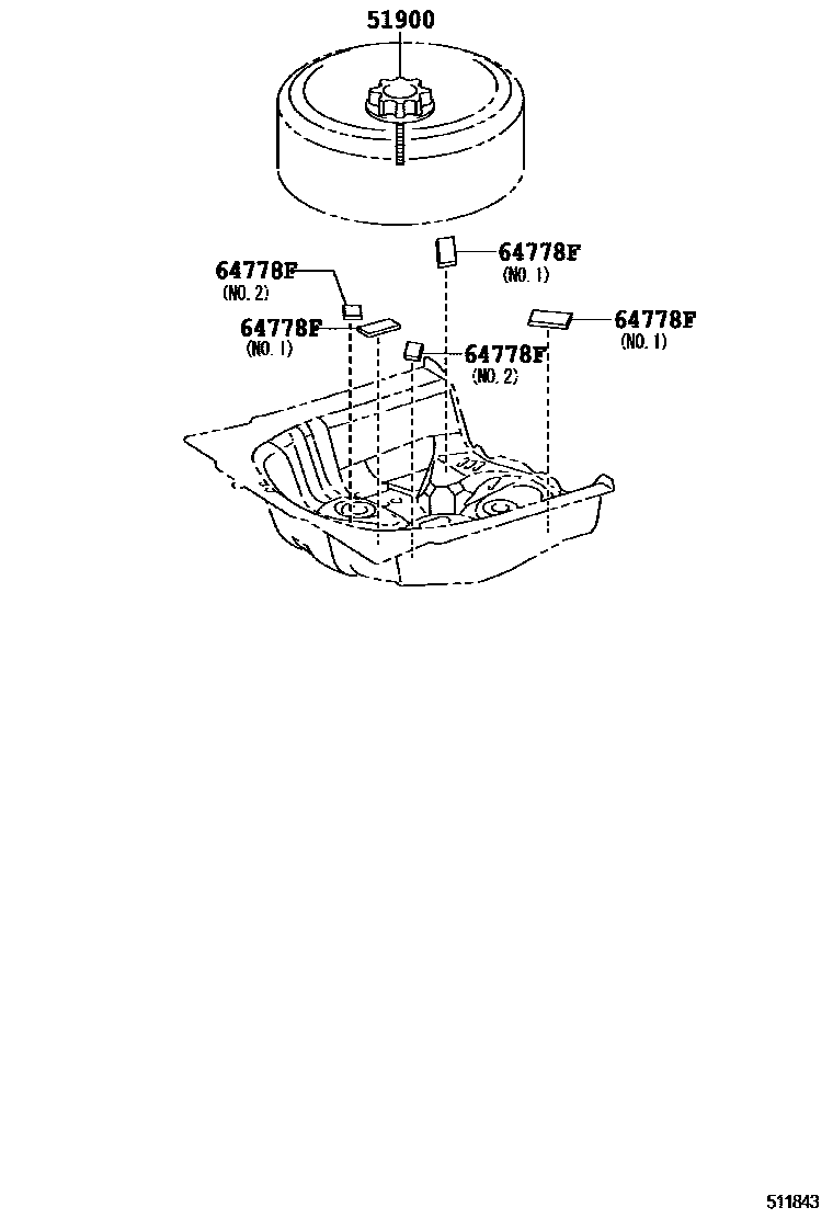 Toyota YARIS Spare tire rack EPC diagram — 511843