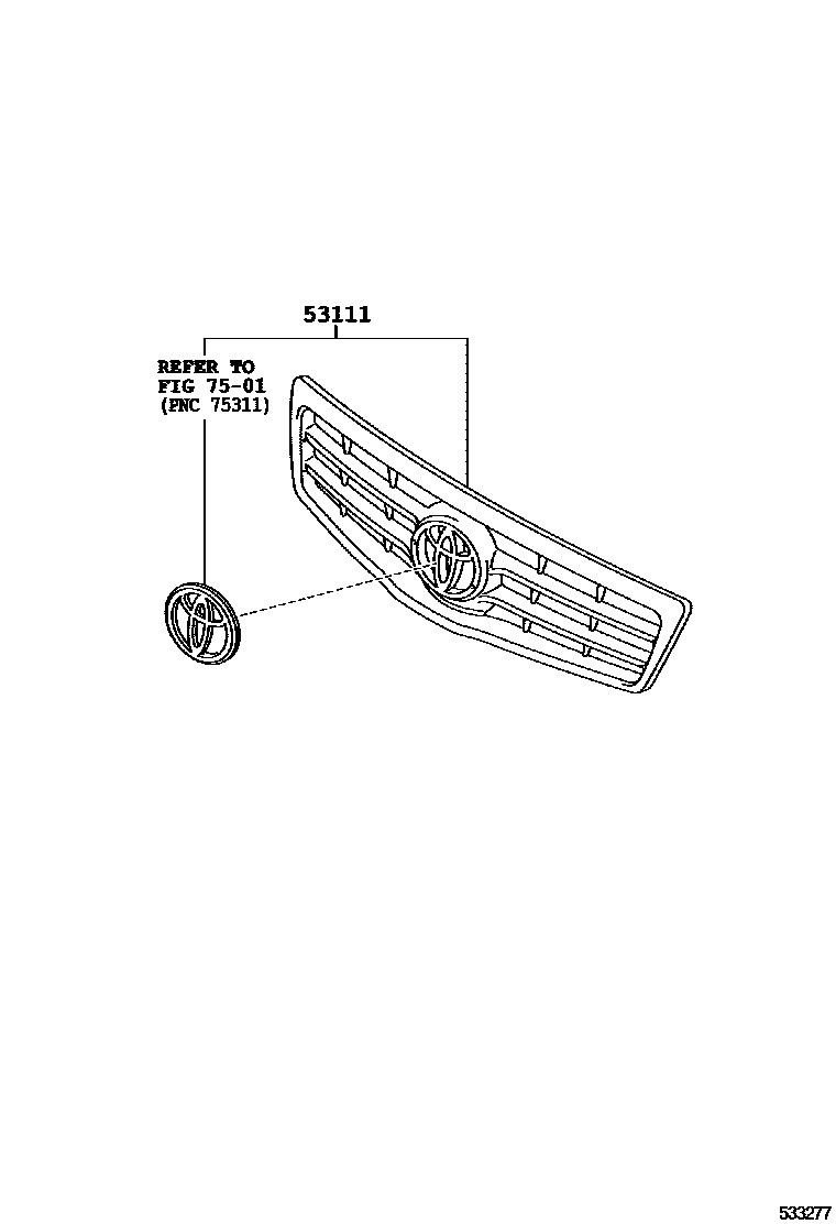 Toyota YARIS radiator grille EPC diagram — 533277