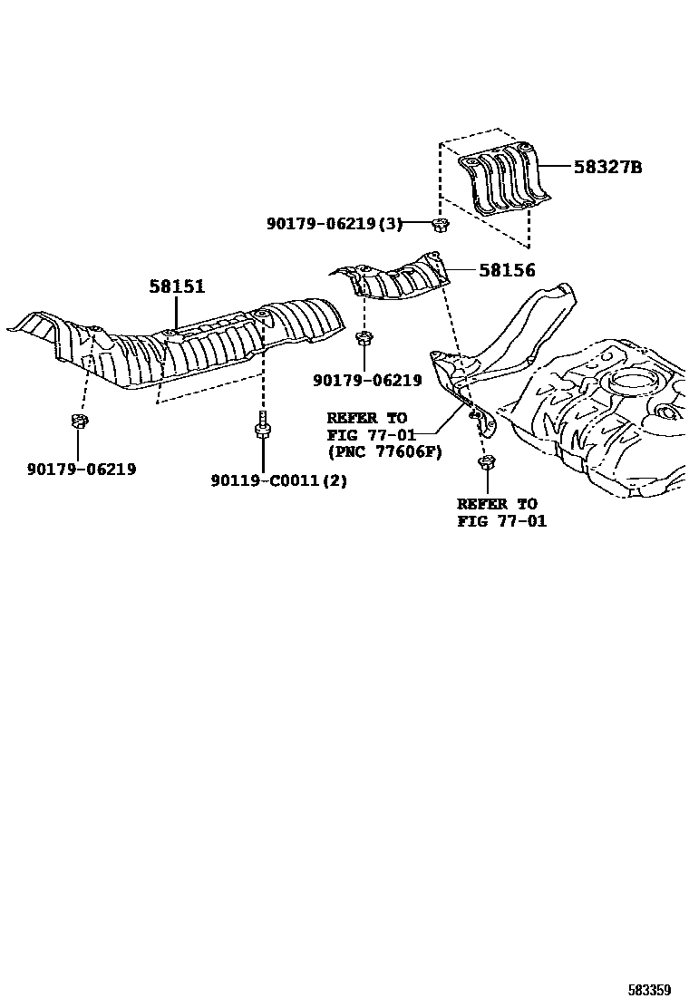 Toyota YARIS 地板隔热垫 EPC diagram — 583359