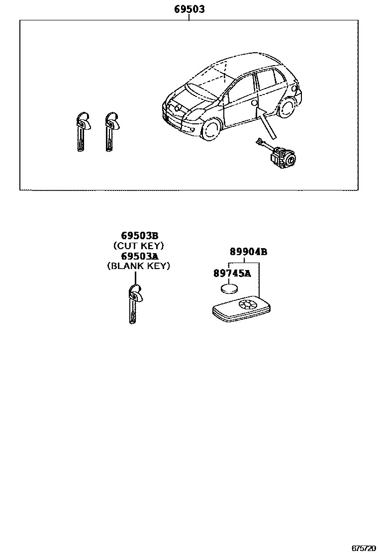 Toyota YARIS 锁芯组件 EPC diagram — 675720