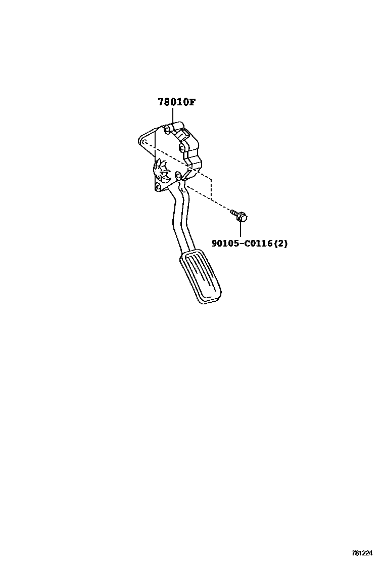 Toyota YARIS accelerator pedal connecting rod EPC diagram — 781224
