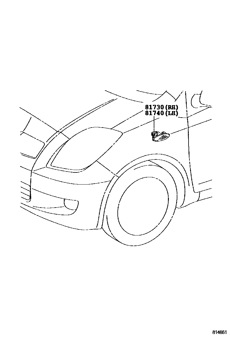 Toyota YARIS Side Turn Signal & Outer Mirror Lamp EPC diagram — 814661