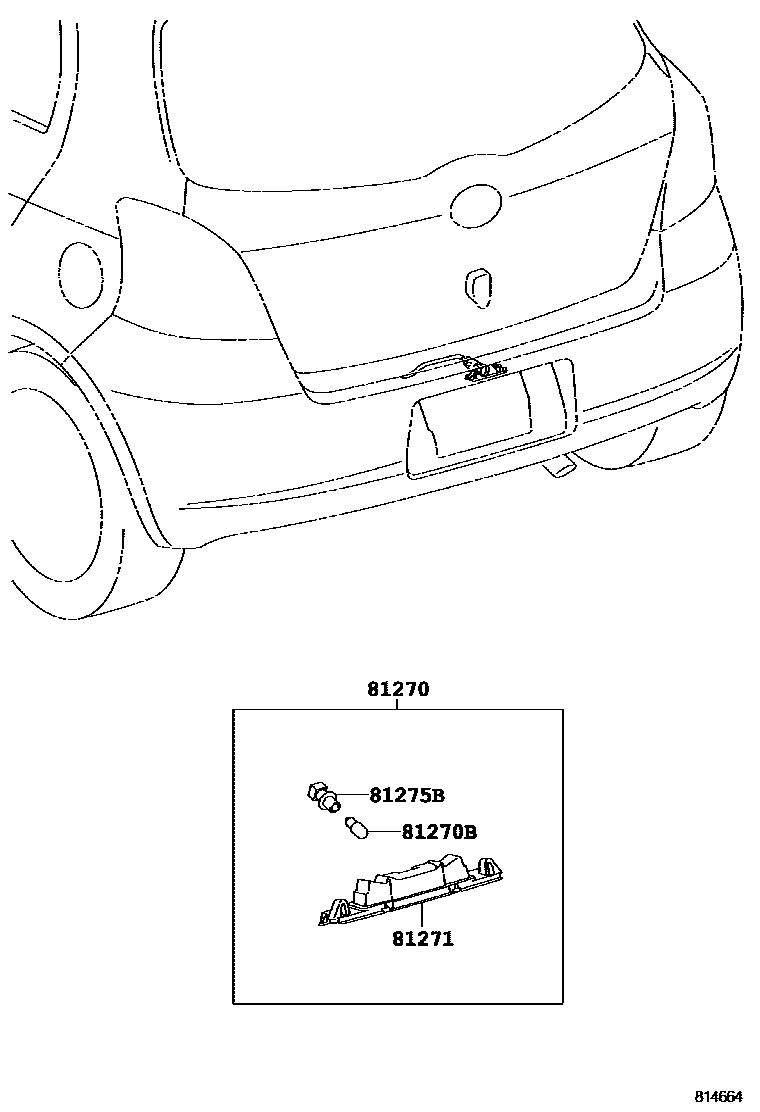 Toyota YARIS 后牌照灯 EPC diagram — 814664