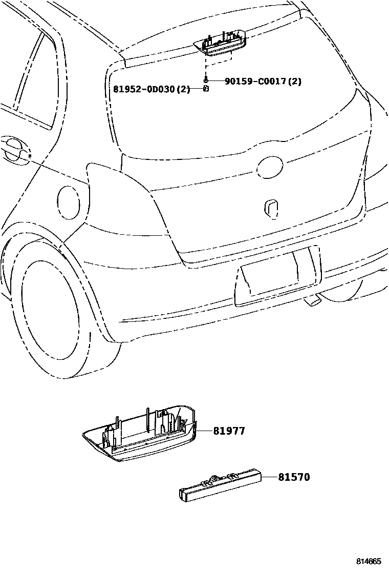 Toyota YARIS 高位刹车灯 EPC diagram — 814665