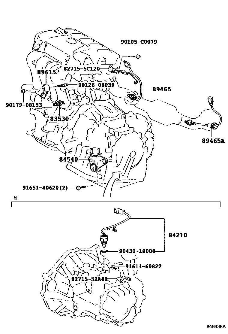 Toyota YARIS 开关和继电器和ECU EPC diagram — 849838A